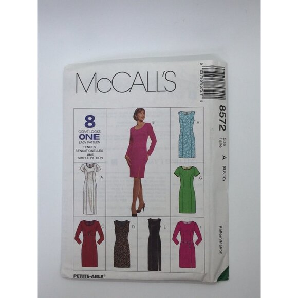 McCall's 8572 Woman's Dress 2 Lengths 6 8 10 Uncut 8 Great Looks Semi Fitted - Picture 3 of 4